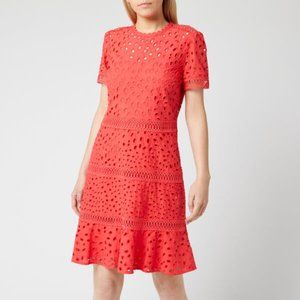 NWT Michael Michael Kors Women's Eyelet Mix Dress - Sea Coral/Peach